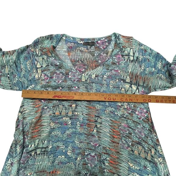 Artsy Boho Knit Top Nally & Millie Abstract Floral V-Neck 3/4 Sleeve‎ M - Picture 7 of 8